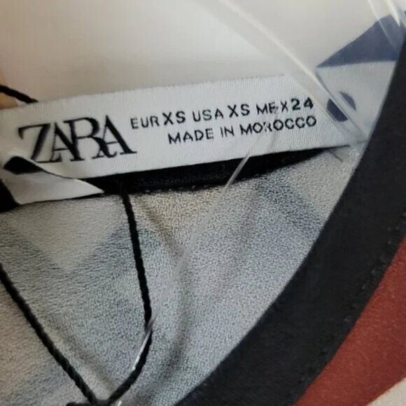 Zara Geometric Print Long Sleeve Midi Dress Modern Graphic Pattern Chic Fall - Picture 9 of 11